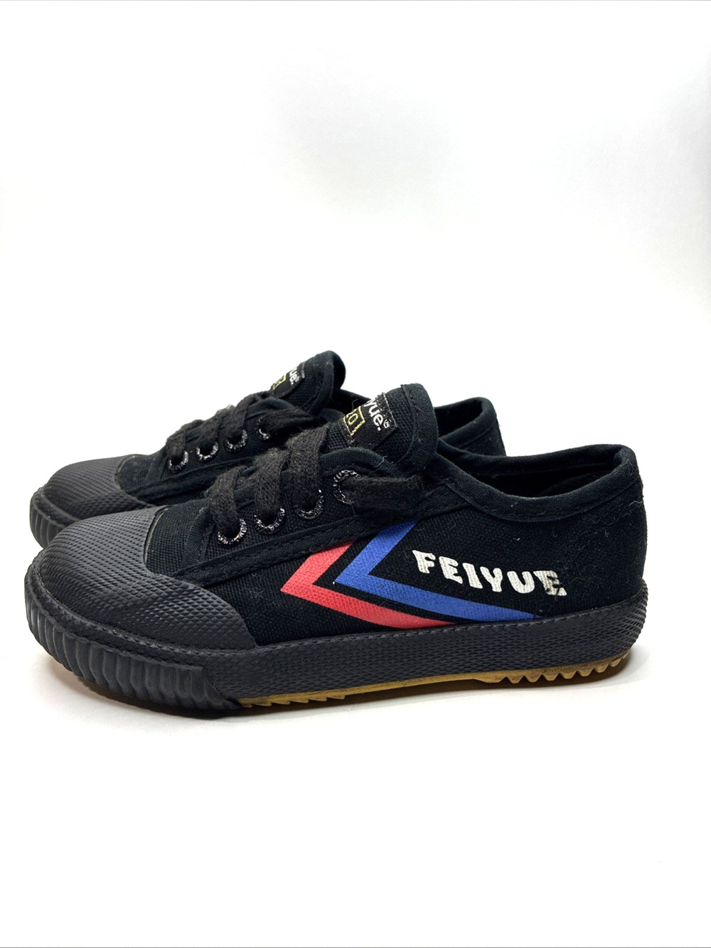 Feiyue Kids Size 10 Black Canvas Sneakers Red Blue Unisex EU 28